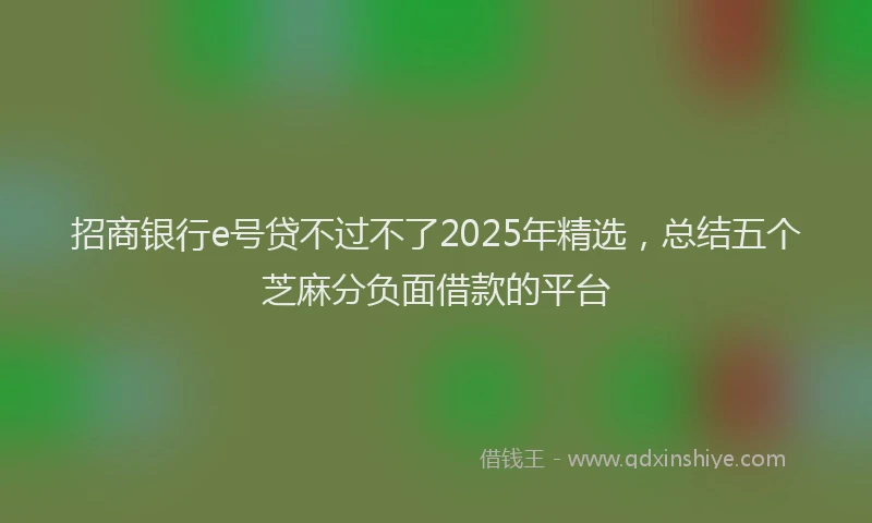 招商银行e号贷不过不了2025年精选，总结五个芝麻分负面借款的平台