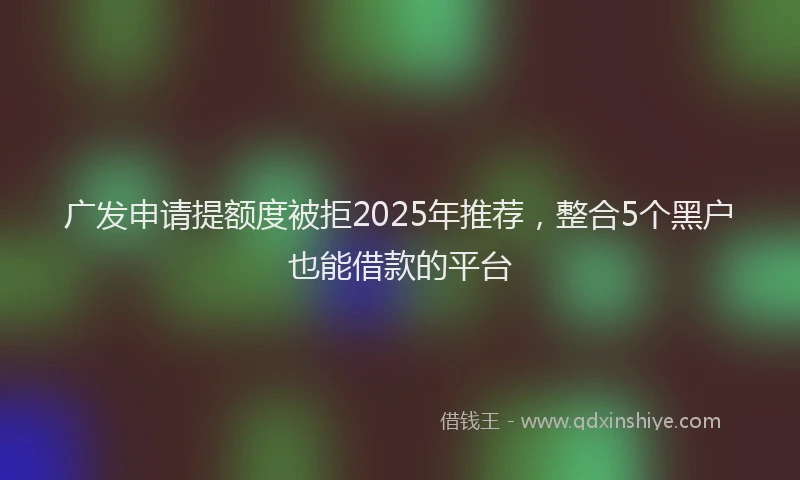 广发申请提额度被拒2025年推荐，整合5个黑户也能借款的平台