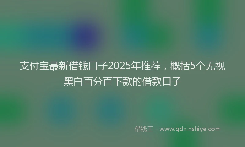 支付宝最新借钱口子2025年推荐，概括5个无视黑白百分百下款的借款口子