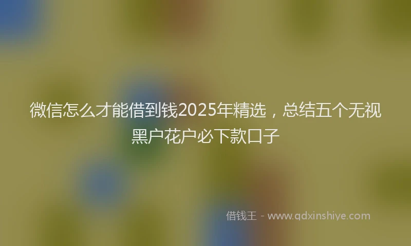 微信怎么才能借到钱2025年精选，总结五个无视黑户花户必下款口子