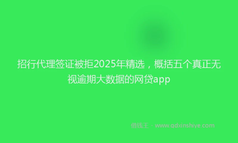 招行代理签证被拒2025年精选，概括五个真正无视逾期大数据的网贷app