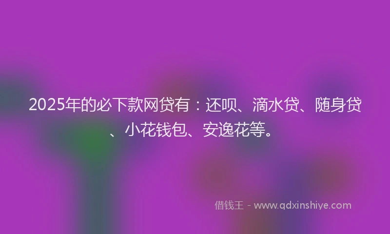 2025年的必下款网贷有：还呗、滴水贷、随身贷、小花钱包、安逸花等。