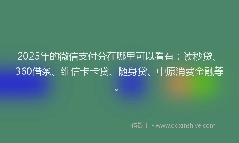 2025年的微信支付分在哪里可以看有：读秒贷、360借条、维信卡卡贷、随身贷、中原消费金融等。