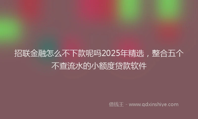 招联金融怎么不下款呢吗2025年精选，整合五个不查流水的小额度贷款软件