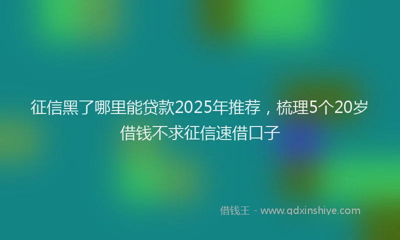 征信黑了哪里能贷款2025年推荐，梳理5个20岁借钱不求征信速借口子