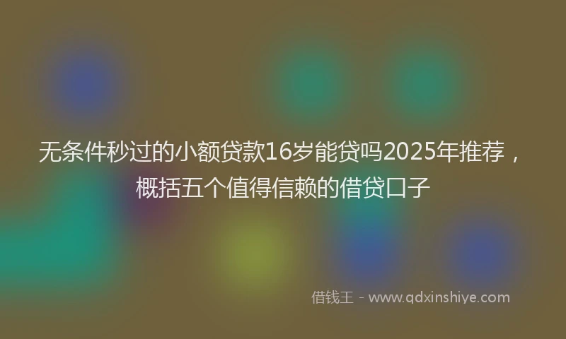 无条件秒过的小额贷款16岁能贷吗2025年推荐，概括五个值得信赖的借贷口子