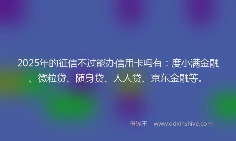 2025年的征信不过能办信用卡吗有：度小满金融、微粒贷、随身贷、人人贷、京东金融等。