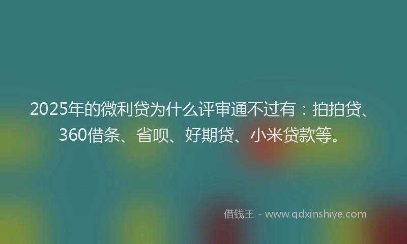2025年的微利贷为什么评审通不过有：拍拍贷、360借条、省呗、好期贷、小米贷款等。
