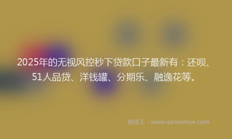 2025年的无视风控秒下贷款口子最新有：还呗、51人品贷、洋钱罐、分期乐、融逸花等。