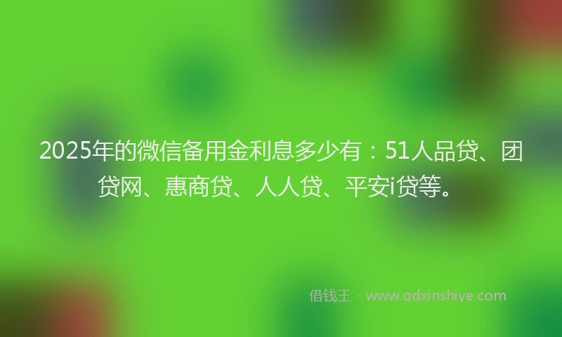 2025年的微信备用金利息多少有：51人品贷、团贷网、惠商贷、人人贷、平安i贷等。