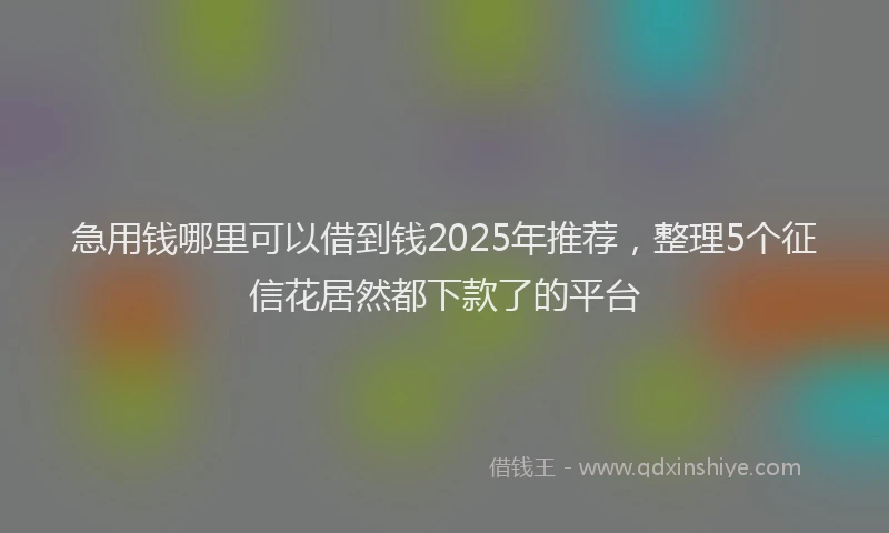 急用钱哪里可以借到钱2025年推荐，整理5个征信花居然都下款了的平台