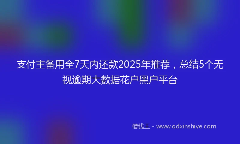 支付主备用全7天内还款2025年推荐，总结5个无视逾期大数据花户黑户平台