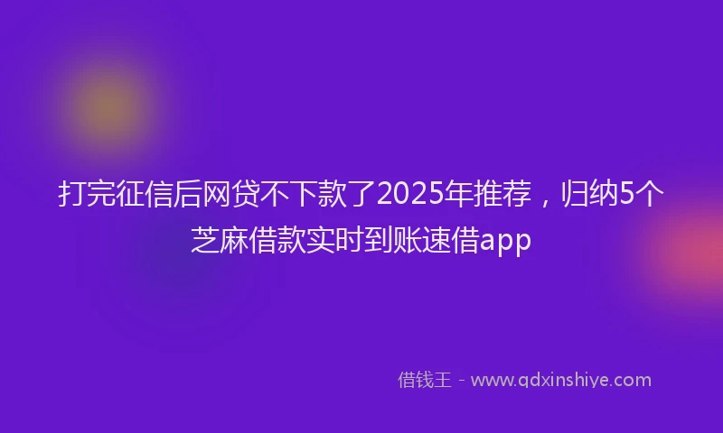 打完征信后网贷不下款了2025年推荐，归纳5个芝麻借款实时到账速借app