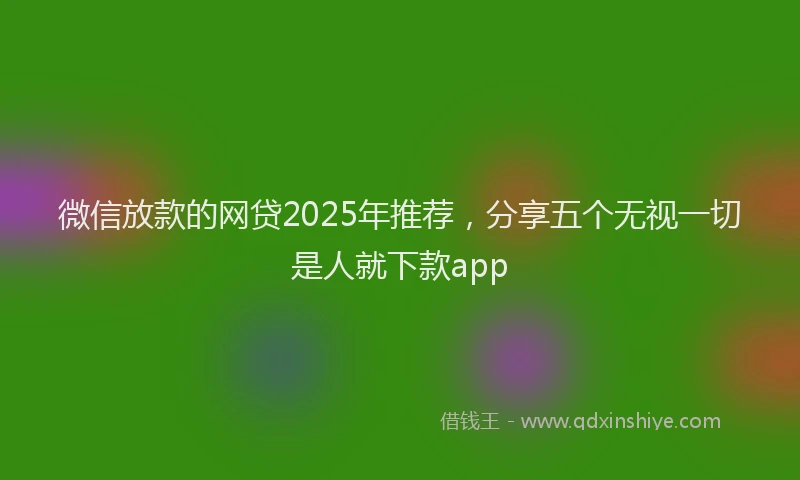 微信放款的网贷2025年推荐，分享五个无视一切是人就下款app