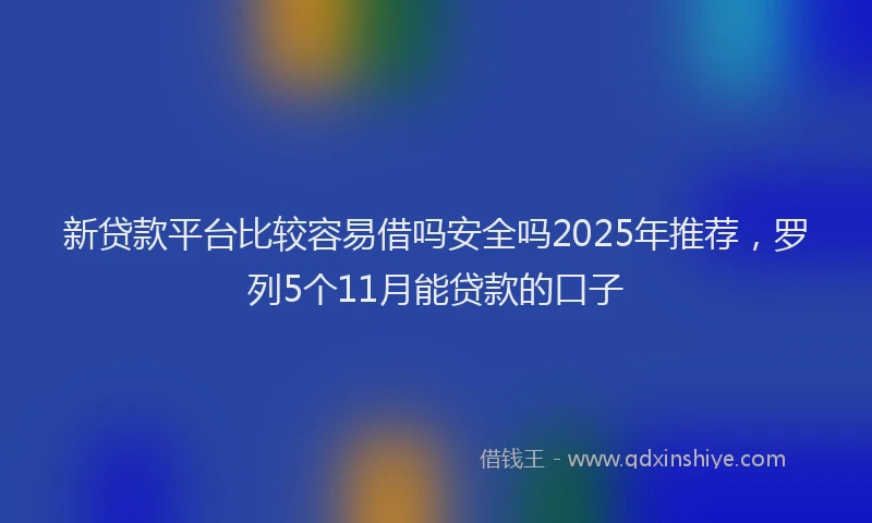 新贷款平台比较容易借吗安全吗2025年推荐，罗列5个11月能贷款的口子