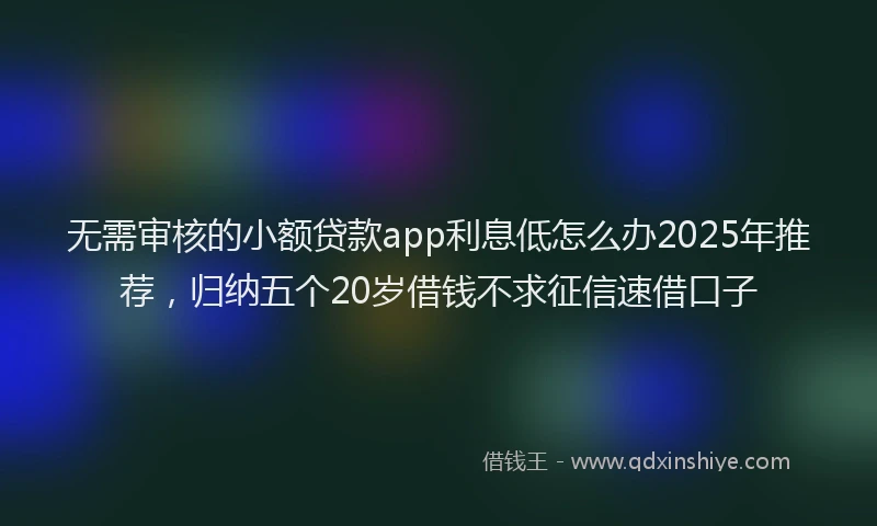 无需审核的小额贷款app利息低怎么办2025年推荐，归纳五个20岁借钱不求征信速借口子
