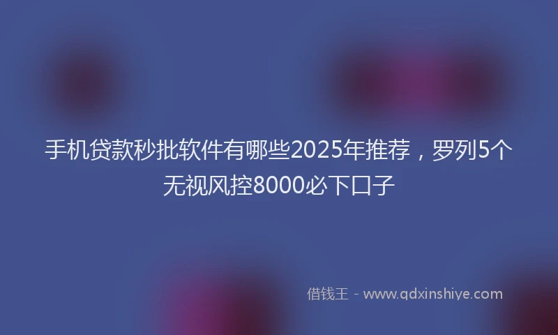 手机贷款秒批软件有哪些2025年推荐，罗列5个无视风控8000必下口子