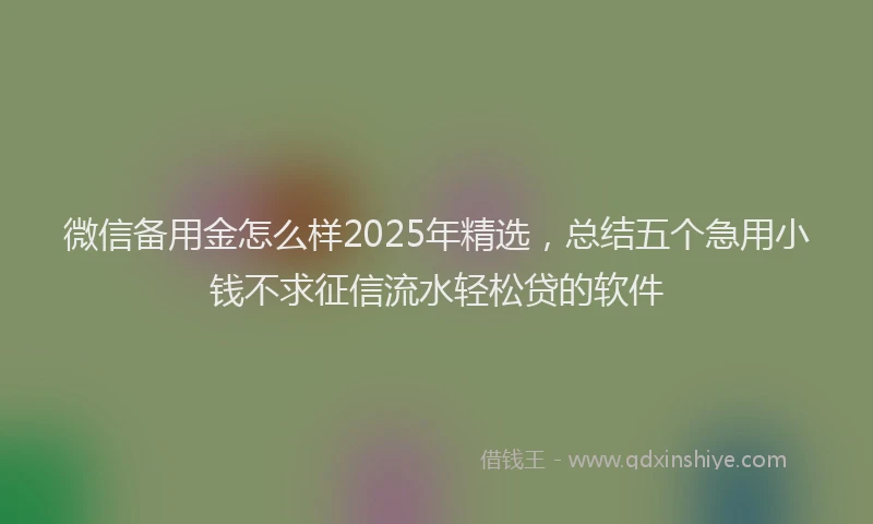 微信备用金怎么样2025年精选，总结五个急用小钱不求征信流水轻松贷的软件