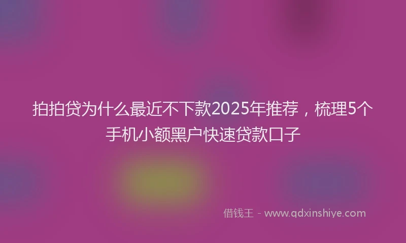 拍拍贷为什么最近不下款2025年推荐，梳理5个手机小额黑户快速贷款口子