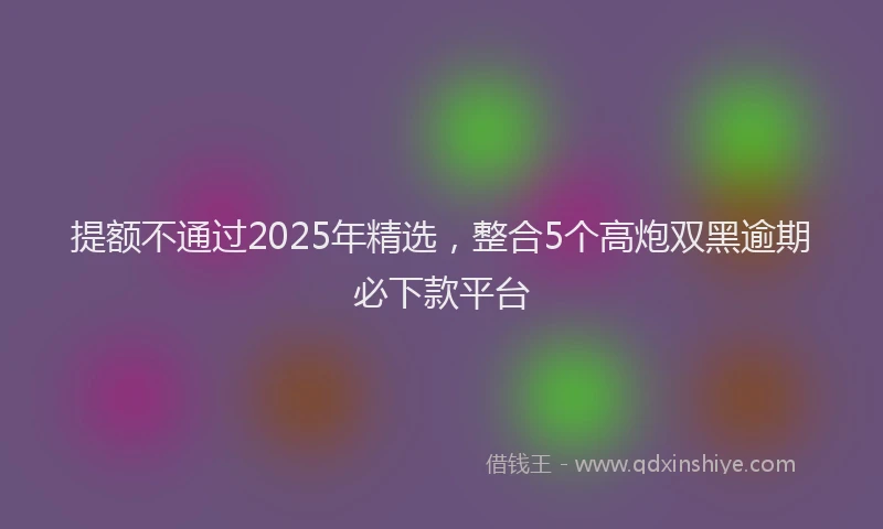 提额不通过2025年精选，整合5个高炮双黑逾期必下款平台