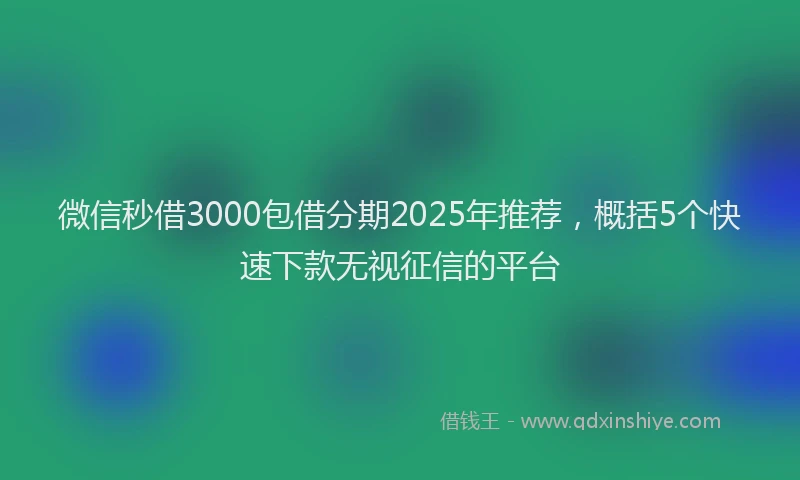微信秒借3000包借分期2025年推荐，概括5个快速下款无视征信的平台