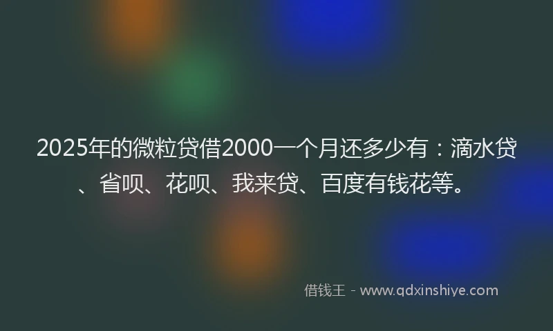 2025年的微粒贷借2000一个月还多少有：滴水贷、省呗、花呗、我来贷、百度有钱花等。