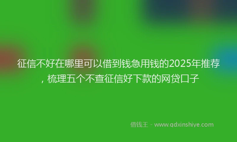 征信不好在哪里可以借到钱急用钱的2025年推荐，梳理五个不查征信好下款的网贷口子