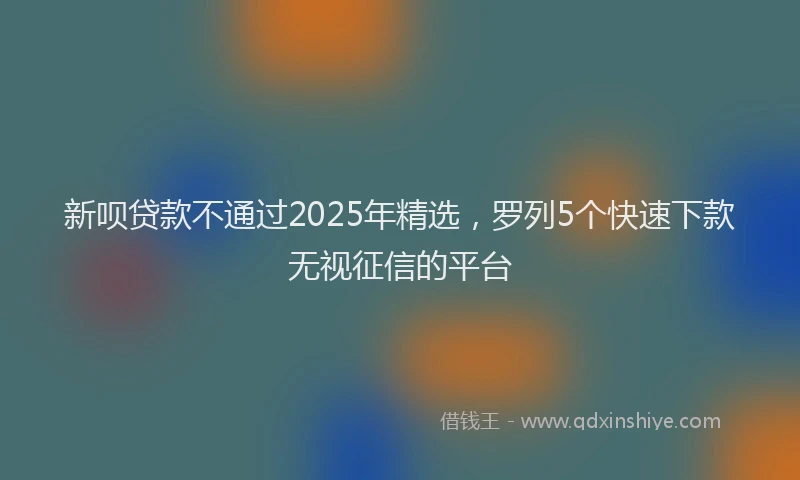 新呗贷款不通过2025年精选，罗列5个快速下款无视征信的平台