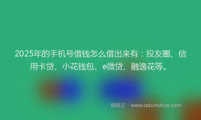 2025年的手机号借钱怎么借出来有：投友圈、信用卡贷、小花钱包、e微贷、融逸花等。