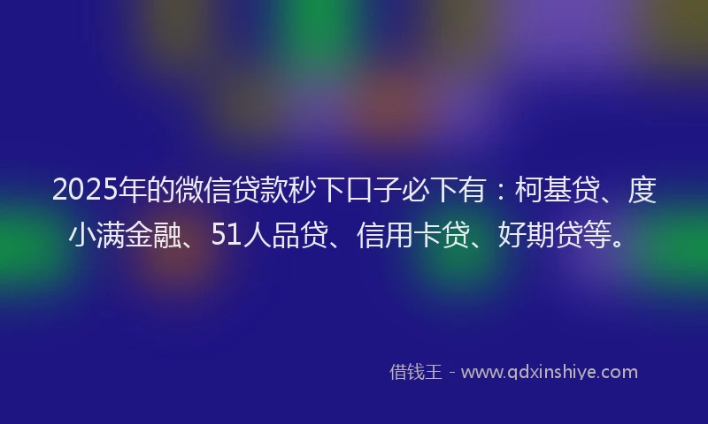 2025年的微信贷款秒下口子必下有：柯基贷、度小满金融、51人品贷、信用卡贷、好期贷等。