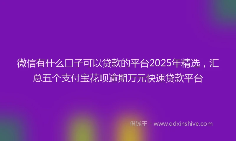 微信有什么口子可以贷款的平台2025年精选，汇总五个支付宝花呗逾期万元快速贷款平台