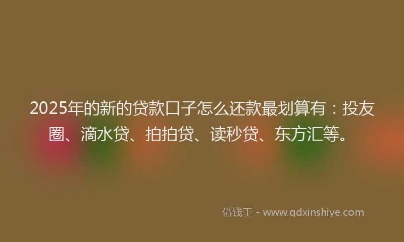 2025年的新的贷款口子怎么还款最划算有：投友圈、滴水贷、拍拍贷、读秒贷、东方汇等。