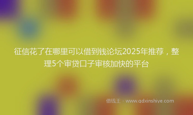 征信花了在哪里可以借到钱论坛2025年推荐，整理5个审贷口子审核加快的平台