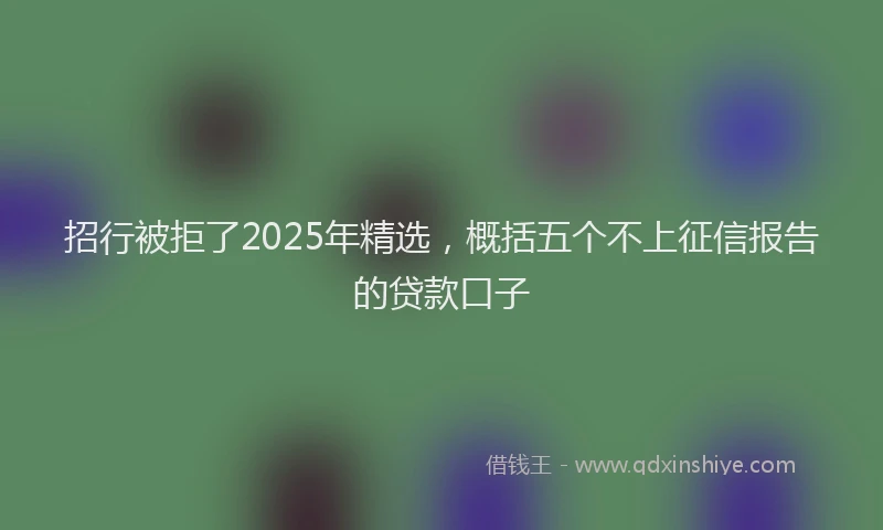 招行被拒了2025年精选，概括五个不上征信报告的贷款口子