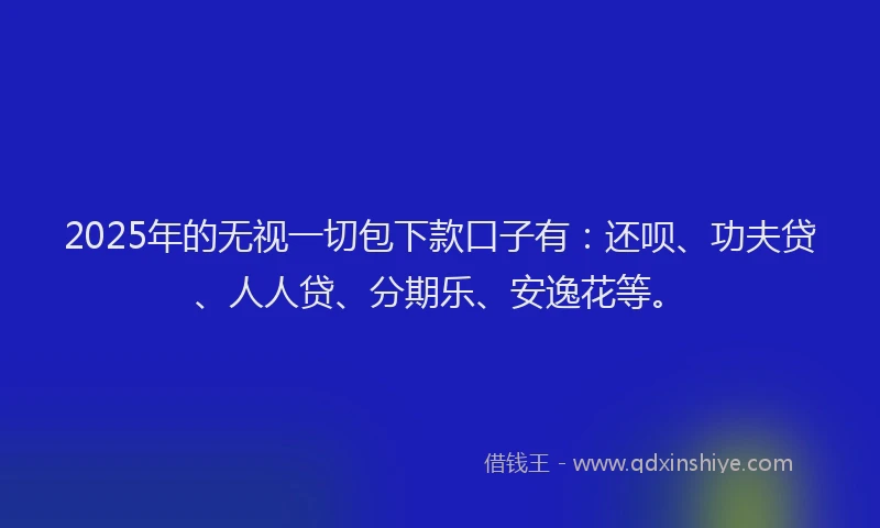 2025年的无视一切包下款口子有：还呗、功夫贷、人人贷、分期乐、安逸花等。