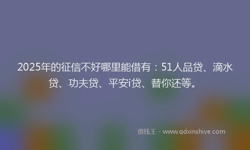 2025年的征信不好哪里能借有：51人品贷、滴水贷、功夫贷、平安i贷、替你还等。
