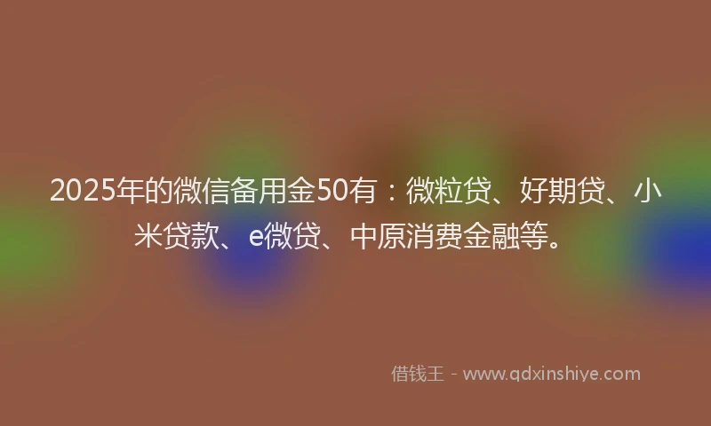 2025年的微信备用金50有：微粒贷、好期贷、小米贷款、e微贷、中原消费金融等。