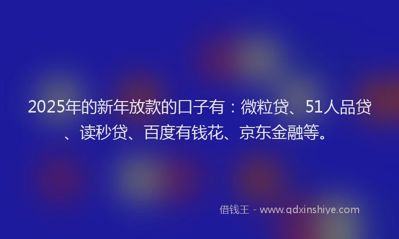 2025年的新年放款的口子有：微粒贷、51人品贷、读秒贷、百度有钱花、京东金融等。