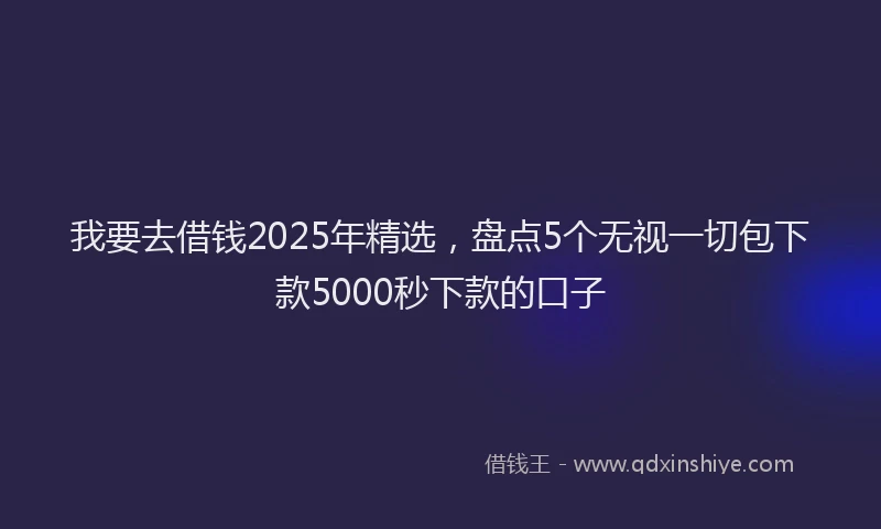 我要去借钱2025年精选，盘点5个无视一切包下款5000秒下款的口子