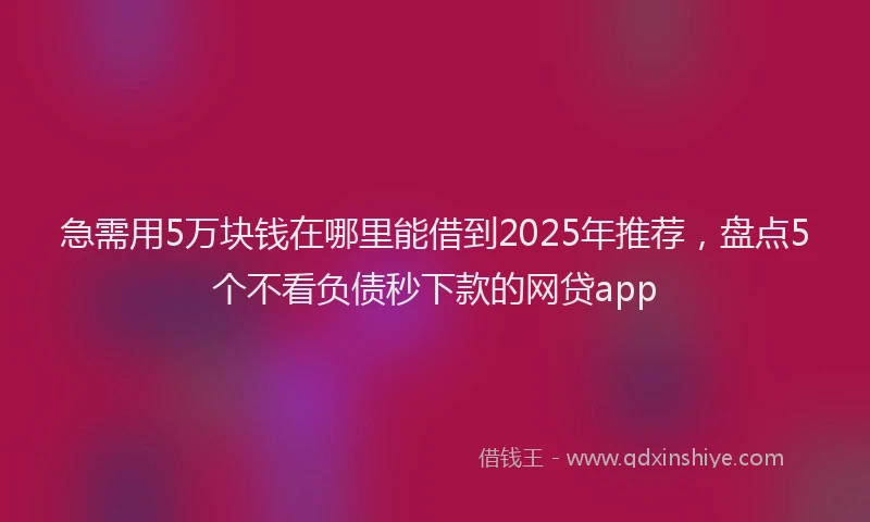 急需用5万块钱在哪里能借到2025年推荐，盘点5个不看负债秒下款的网贷app