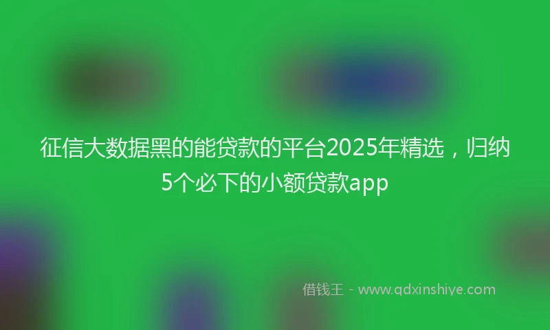 征信大数据黑的能贷款的平台2025年精选，归纳5个必下的小额贷款app