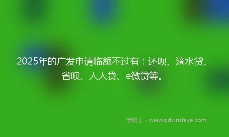 2025年的广发申请临额不过有：还呗、滴水贷、省呗、人人贷、e微贷等。