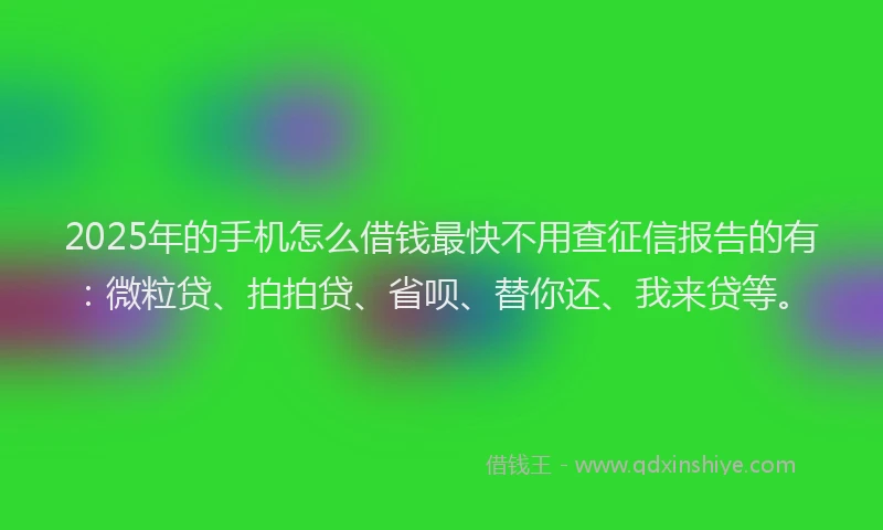 2025年的手机怎么借钱最快不用查征信报告的有：微粒贷、拍拍贷、省呗、替你还、我来贷等。