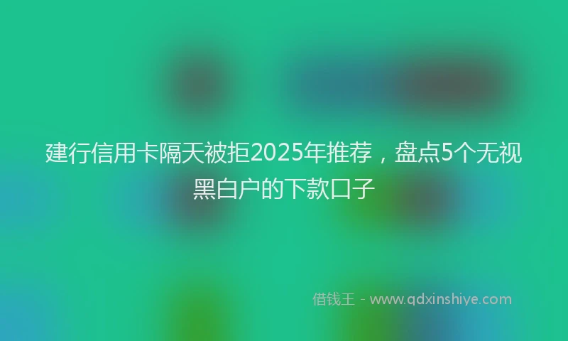 建行信用卡隔天被拒2025年推荐，盘点5个无视黑白户的下款口子