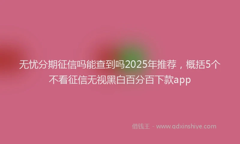 无忧分期征信吗能查到吗2025年推荐，概括5个不看征信无视黑白百分百下款app