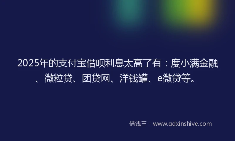 2025年的支付宝借呗利息太高了有：度小满金融、微粒贷、团贷网、洋钱罐、e微贷等。