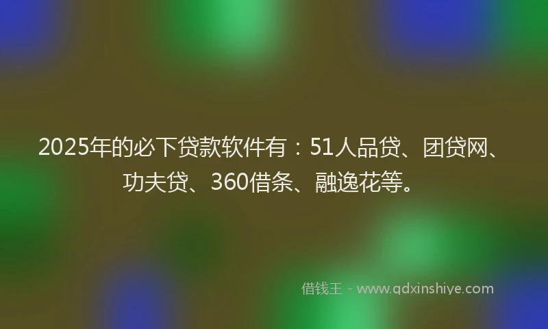2025年的必下贷款软件有：51人品贷、团贷网、功夫贷、360借条、融逸花等。