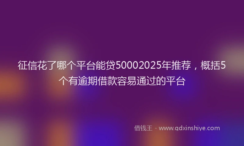 征信花了哪个平台能贷50002025年推荐，概括5个有逾期借款容易通过的平台