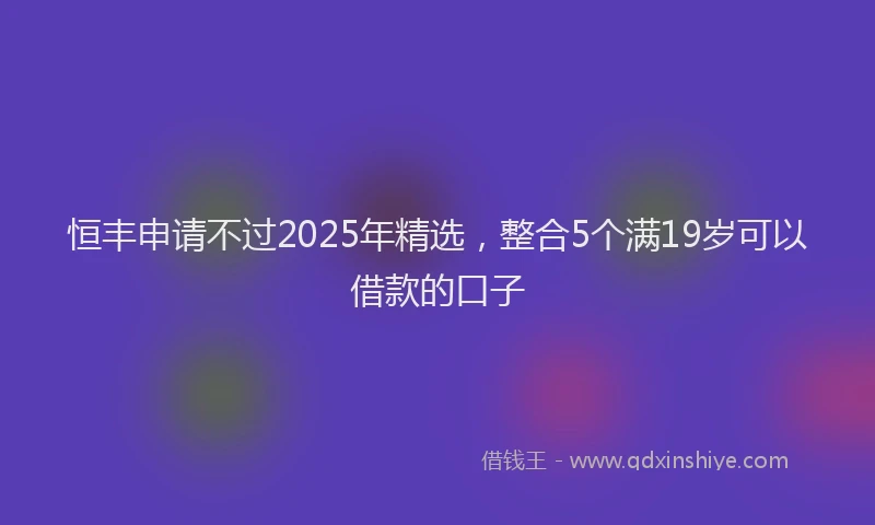 恒丰申请不过2025年精选，整合5个满19岁可以借款的口子