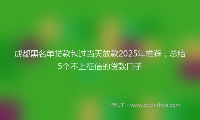 成都黑名单贷款包过当天放款2025年推荐，总结5个不上征信的贷款口子